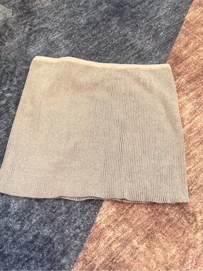 DNA couture Ribbed Mini Skirt in Light Beige